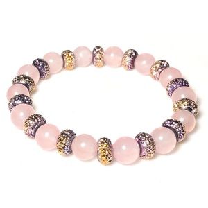 Rose Quartz Sparkle Crystal Stretch Bracelet